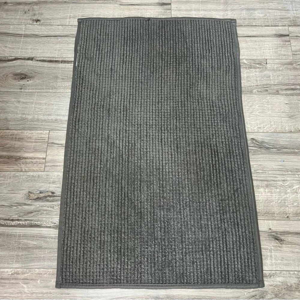 Bath mat grey furry soft plush Dark Gray Ribbed Rug